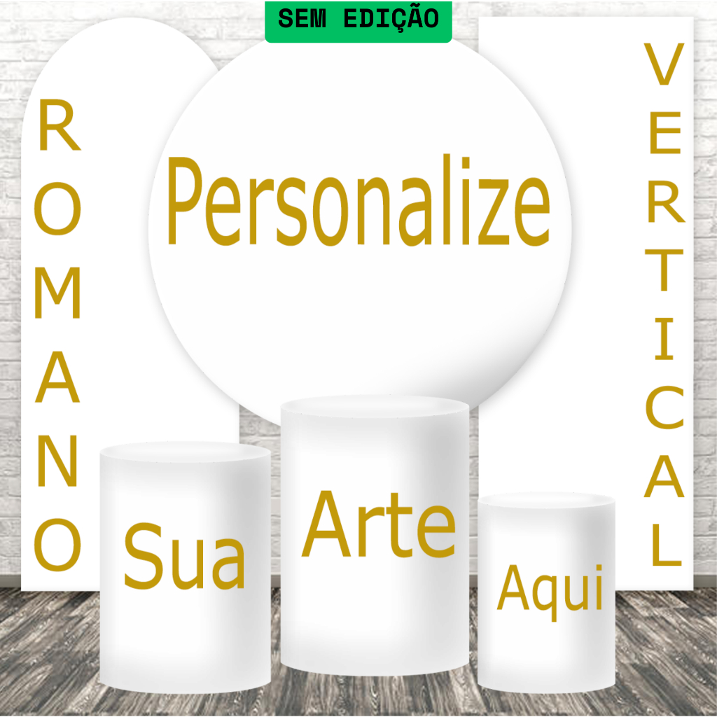 Kit Capas Painel Redondo, Cilindros, Romano, Vertical Personalizada Tecido Sublimado sua Foto Arte ou Imagem Sem Edição