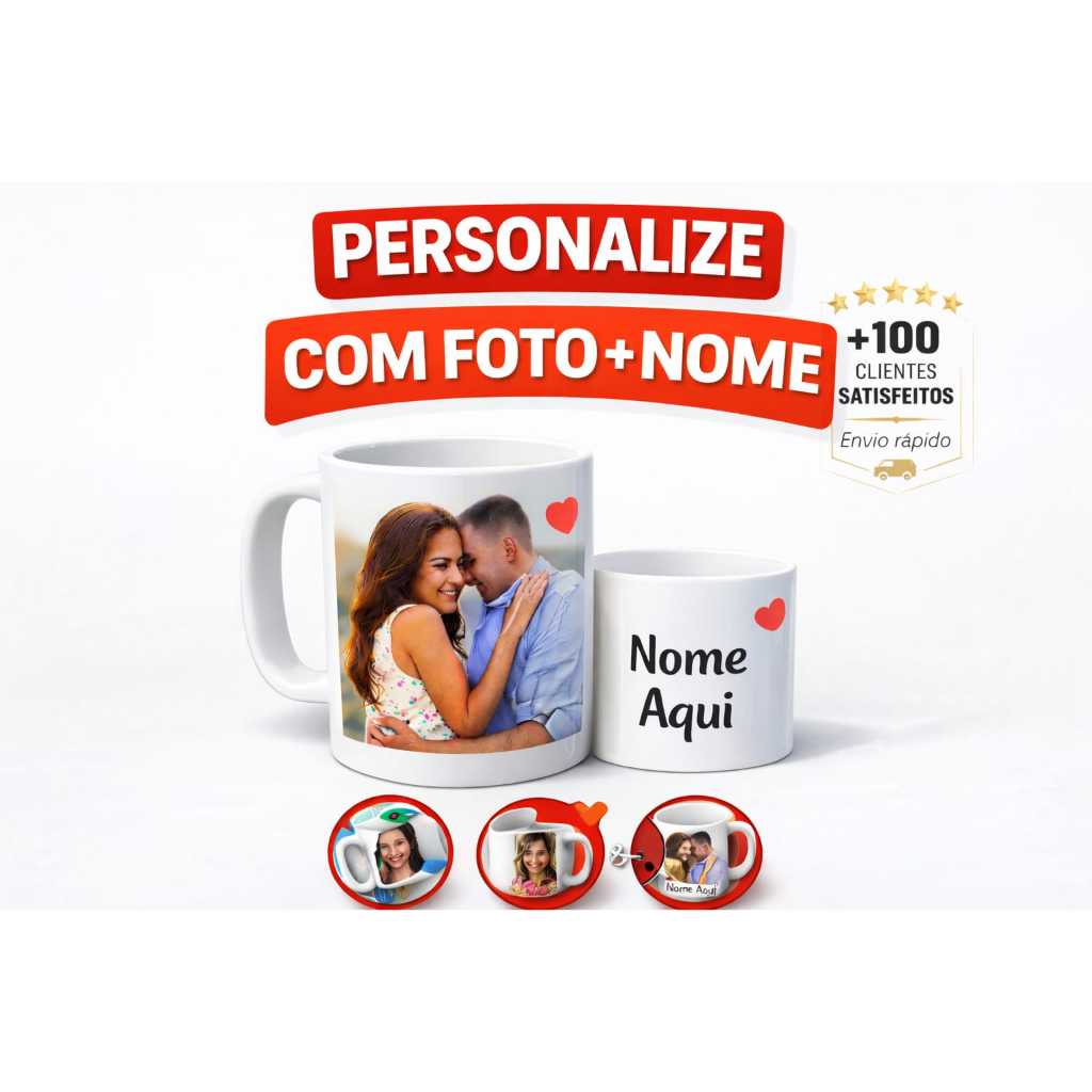 Caneca Personalizada de Porcelana com  Foto - Nome - Logotipo - Tema -Caneca Personalizada para Presente
