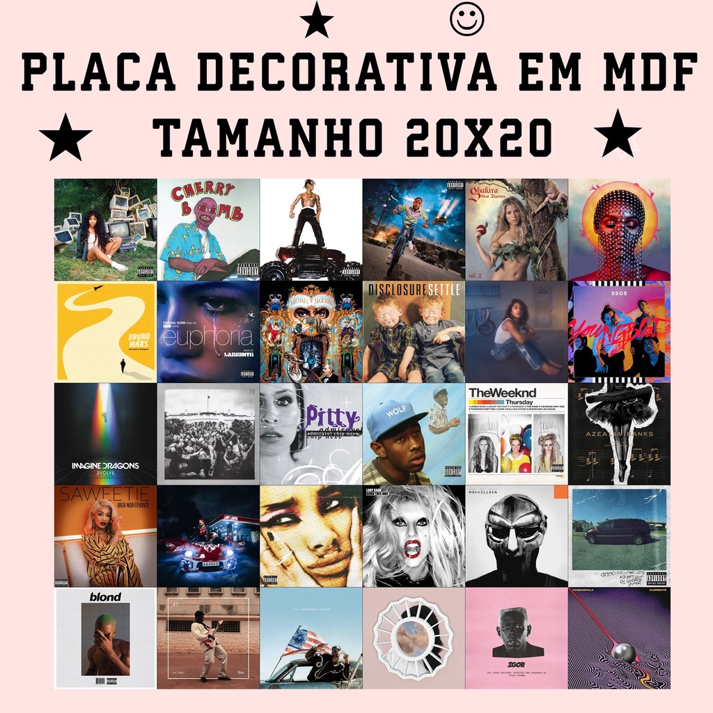 Quadro Mdf Sublimado 20x20 Varios Artistas E Personalizado Em Mdf