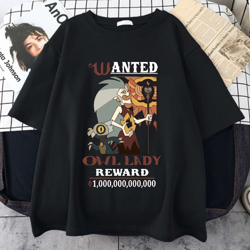 [Camiseta Premium em Algodão Puro]SISI Camiseta Wanted Owl Lady Reward Unissex cropped verão t shirt feminina