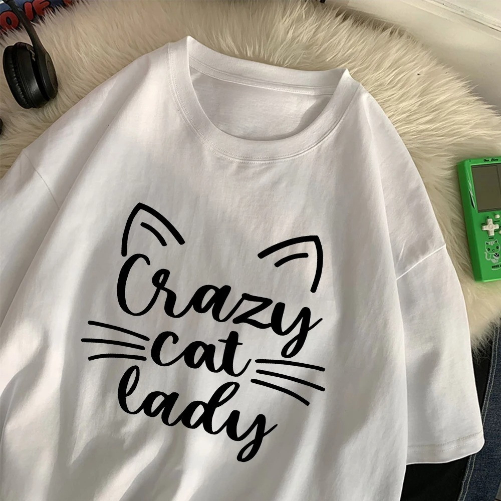 [Camiseta Premium em Algodão Puro]SISI Camiseta Básica Unissex Crazy Cat Lady
