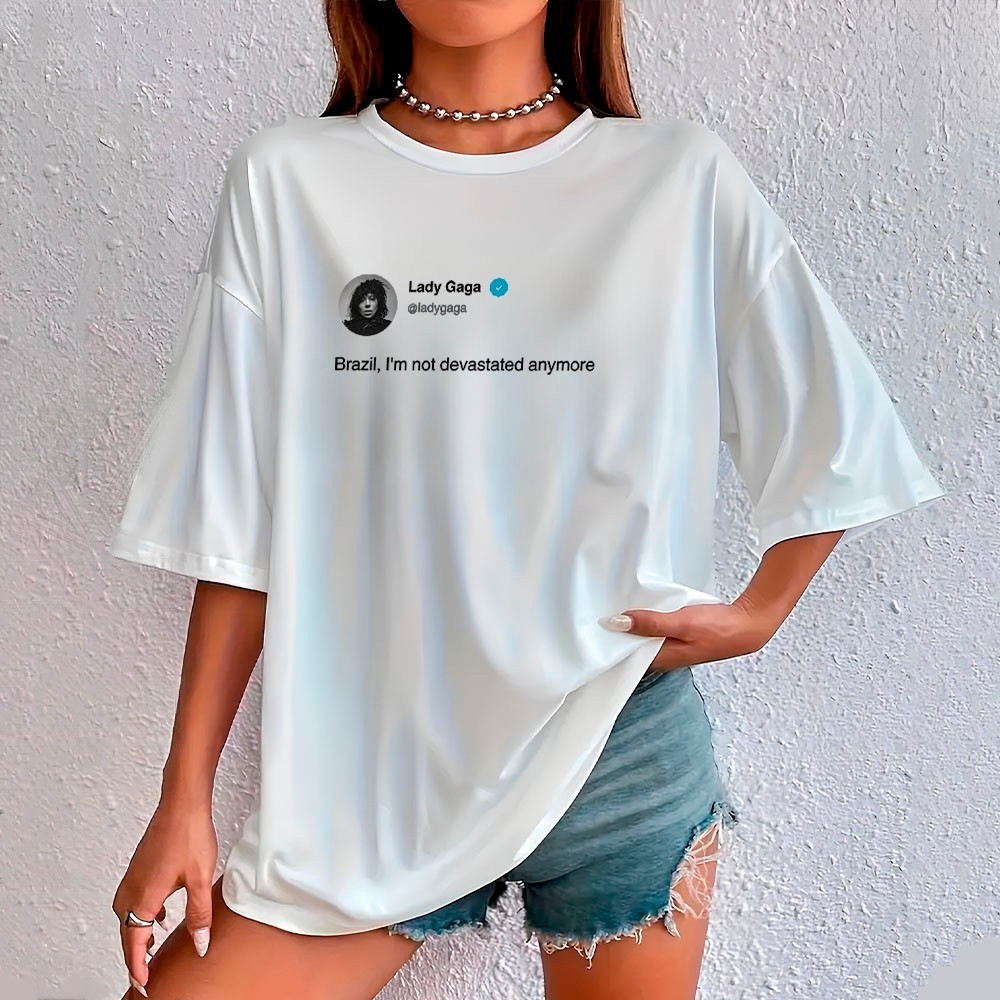 [Camiseta Premium em Algodão Puro]SISI Camiseta Algodão Unissex Estilosa Moda Pop Lady Gaga In Brazil Arte Show Rio