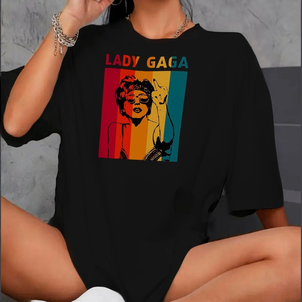 [Camiseta Premium em Algodão Puro]SISI Camiseta Basica e Oversized Unissex Lady Gaga Turne Mayhem lgbt roupa feminina