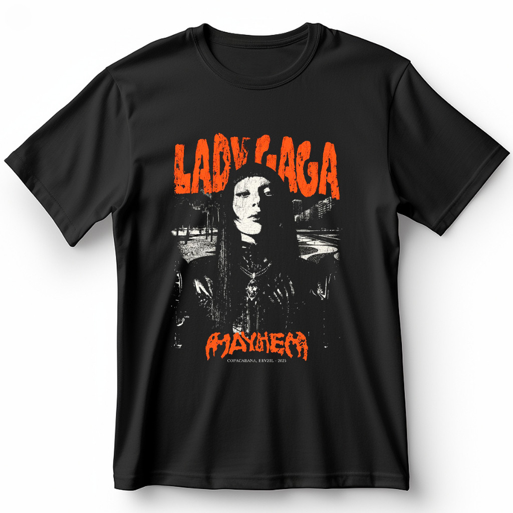 [Camiseta Premium em Algodão Puro]SISI Camiseta Unissex Lady Gaga Pop Star Mayhem Blusa De Album Camisa 100% Algodão