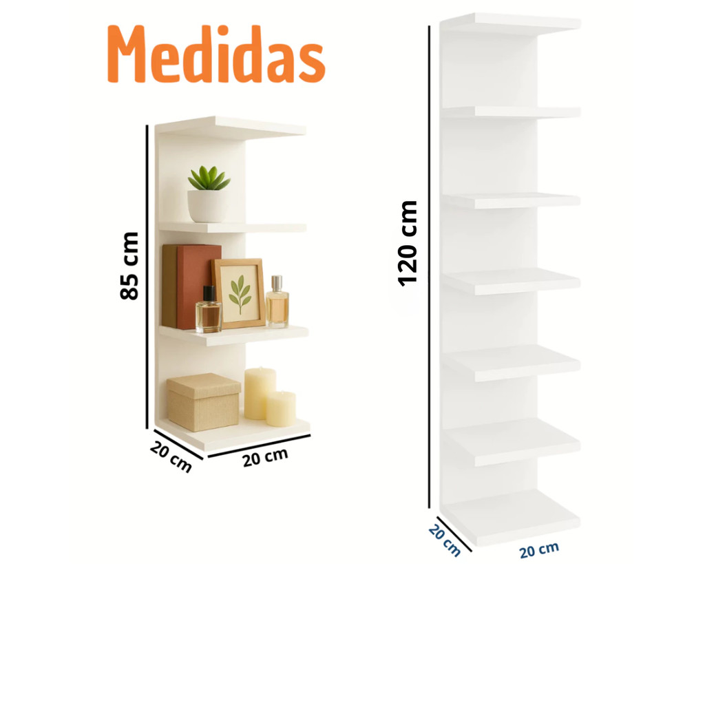 Torre Prateleira Estante Mdf 120 cm e 85 cm Multiuso Quarto Decoração Estante Sala Escritório Casa Moveis