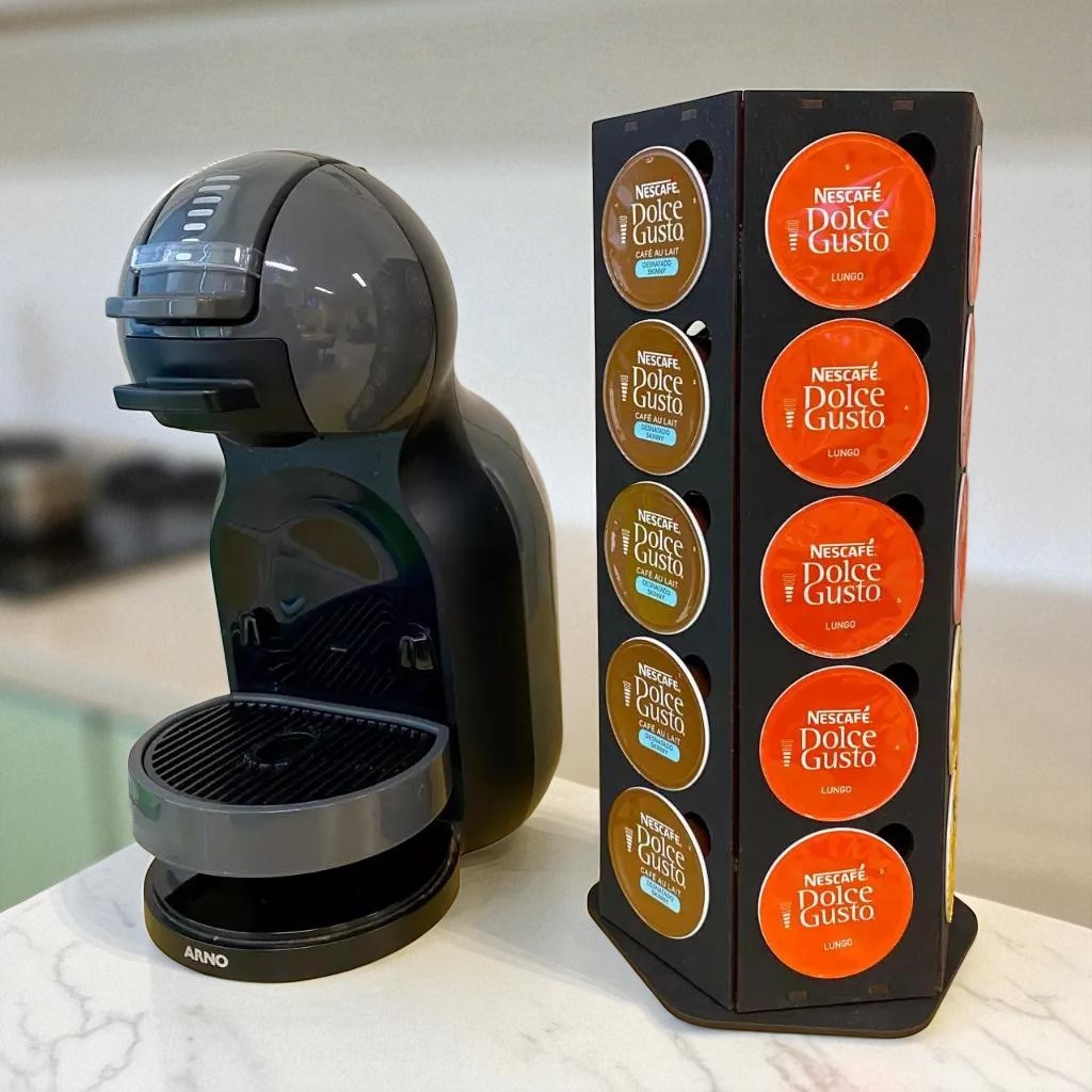Torre Cápsula Porta 30 Capsulas Dolce Gusto 3 Corações Cantinho do Café MDF Organizador Suporte