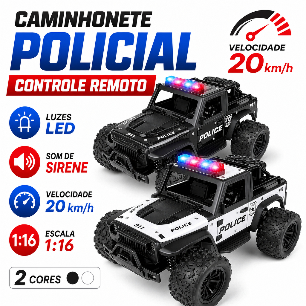1:16 Liga De Alta Velocidade Caminhão De Polícia Off-Road Carro RC Com Som Musical E Luzes LED brinquedos de menino