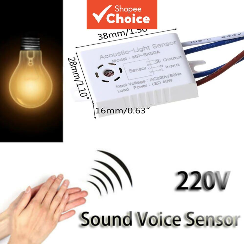Interruptor Sensor de Controle de Voz Automático Liga/Desliga com Luz de Som LED 220V