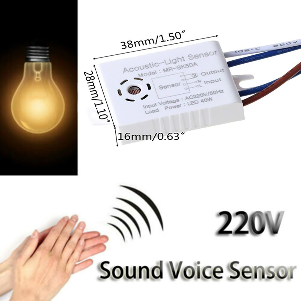 Interruptor Sensor de Controle de Luz e Som LED AXUS 220V, Liga/Desliga Automático por Voz