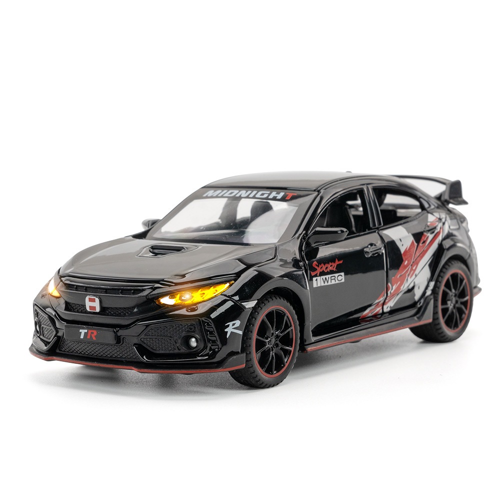 1 : 32 Honda Civic TYPE R Modelos De Carros De Brinquedo Portas De Veículos Em Liga Leve E Abertas Com Som Luz