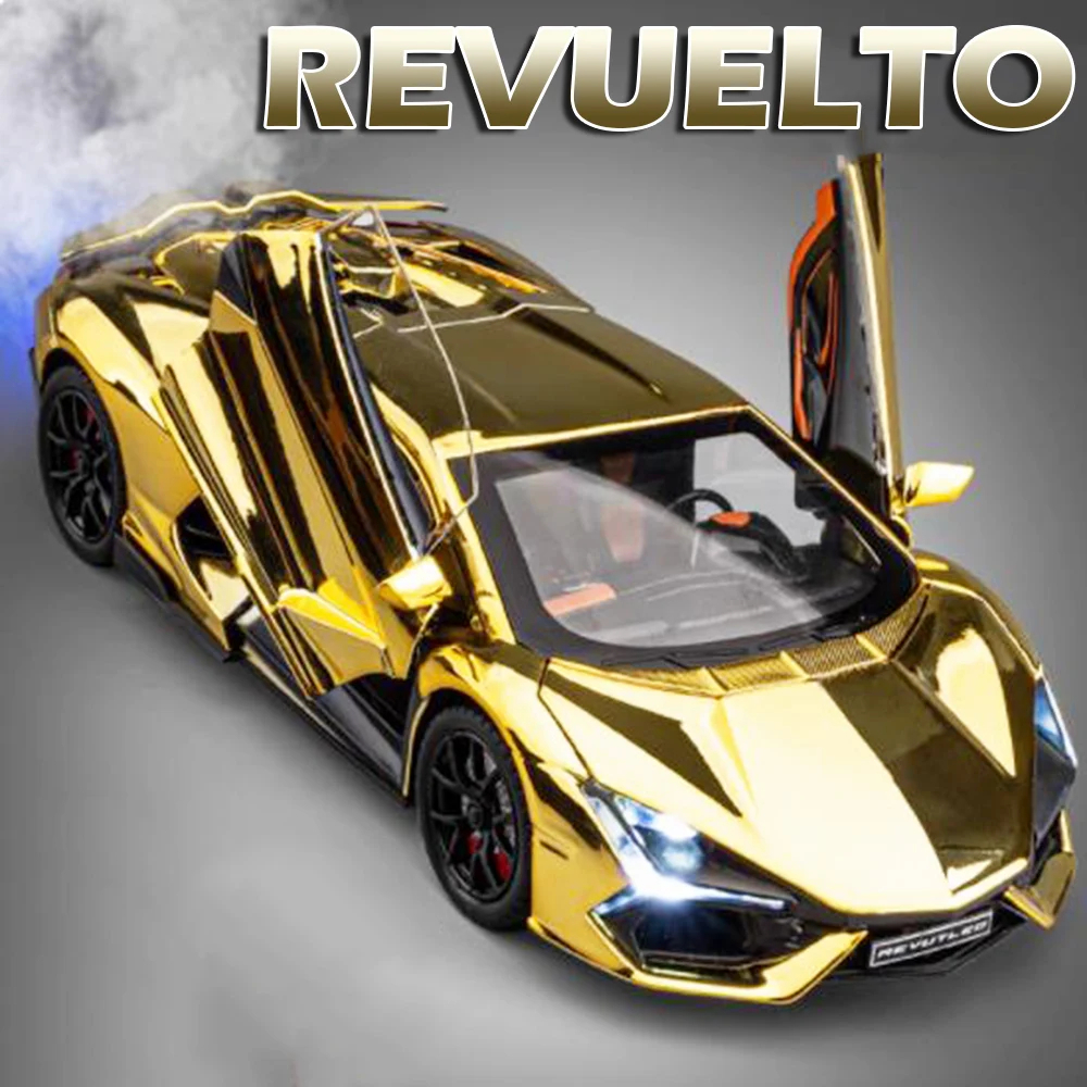1:24 escala revuelto modelo em miniatura brinquedo carros esportivos liga diecast supercars som luz portas abertas puxar