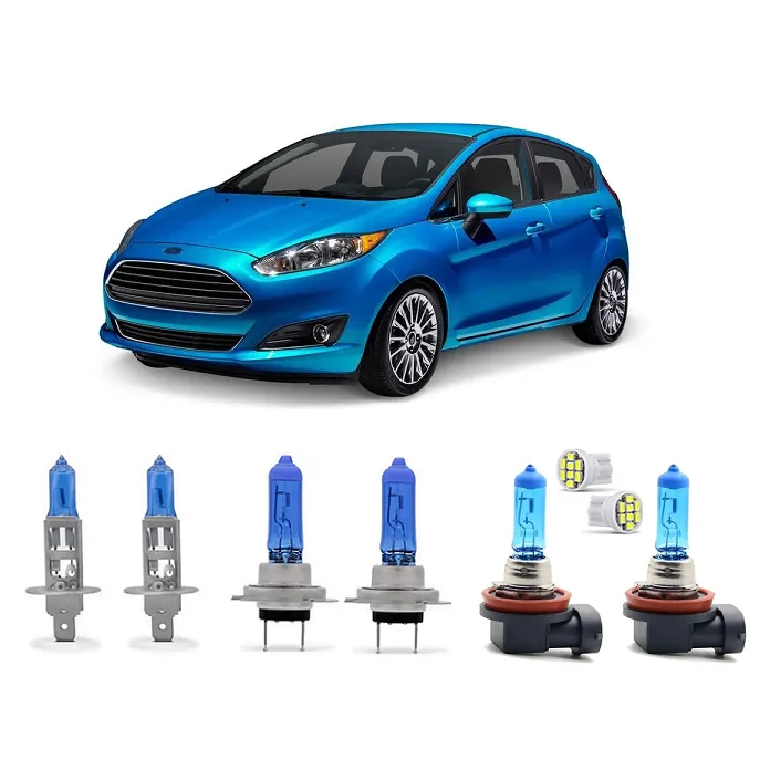 Kit 6 Lampada Super Branca Farol e Milha New Fiesta 2012 2013 2014 2015 2016 8500k H1 H7 H11