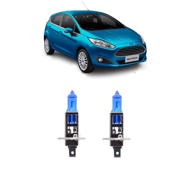 Par Lampada Super Branca Farol Alto New Fiesta 2012 2013 2014 2015 2016 8500k H1