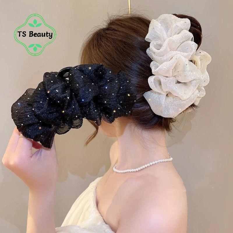 TS Moda Glitter Strass Garra De Cabelo Clipe Criativo Dupla Face Malha Arco Doce Hairpin Para Meninas Festival Festa Dec
