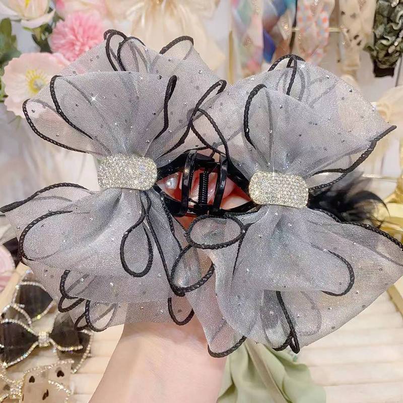 [Dhiint] Estilo Coreano Malha Arco Strass Garra De Cabelo Vintage Elegante Grampo Grampos De Tubarão Para Mulheres Moda