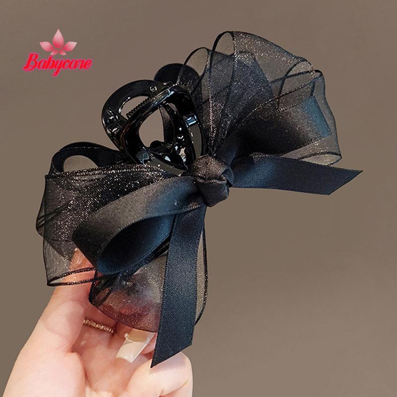 BYCE > Malha Arco Garras De Cabelo Clipe Grande Tubarão Garra Grampos Bowknot Hairpin Presilhas Para Rabo De Cavalo Femi