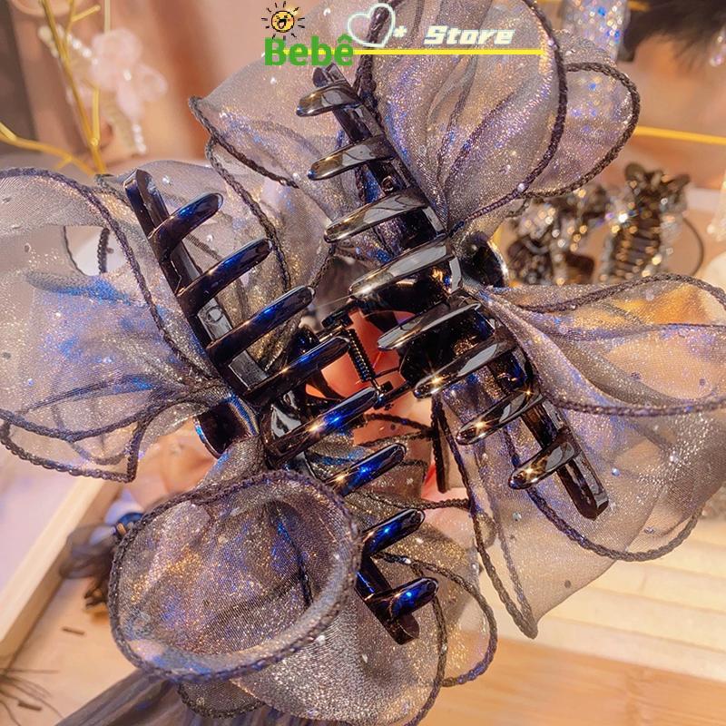 BRKC Malha Arco Strass Garra De Cabelo Vintage Elegante Grampo Grampos De Tubarão Para Mulheres Moda Acessórios