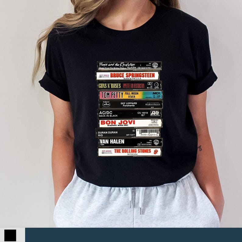 Camiseta Unissex Oversized Plus Size Feminina Masculina e Rock Cassette Bands Tape Vintage Style Retro  Premium