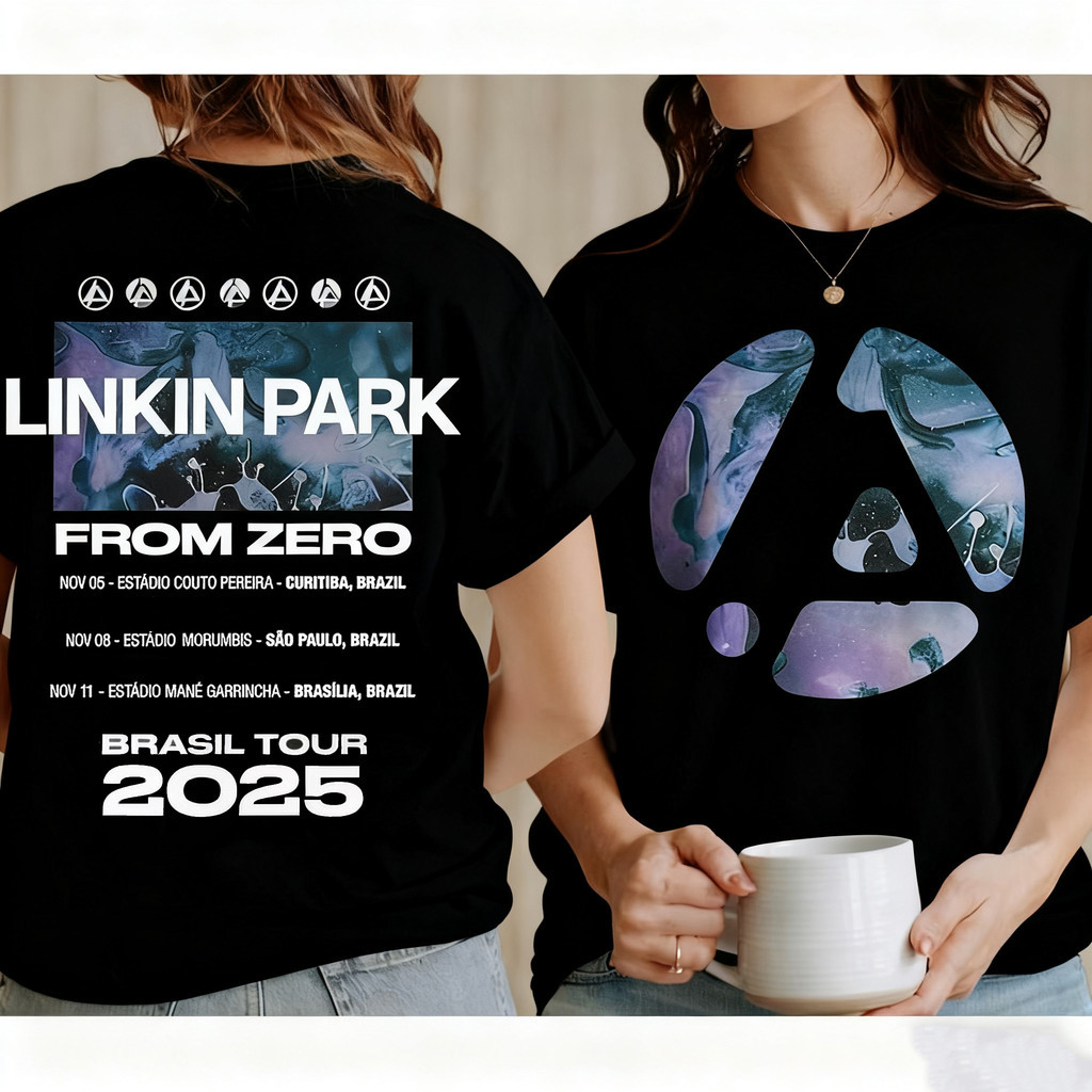Camiseta Masculina Feminina Streetwear Linkin Park From Zero Band Retro Rock Music T-Shirt