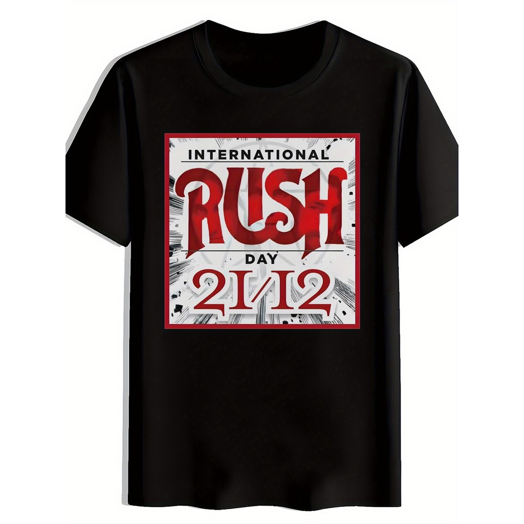 Music.Soul Camiseta Masculina Retro Rock Band Gráfica International Rush Day 21/12 Fãs Retrô Viagem Praia Presente