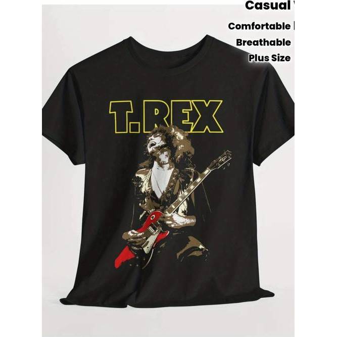 Music.Soul Camiseta Unissex T Rex Classic Rock Band Estampa Retrô Confortável Estilosa Premium Casual
