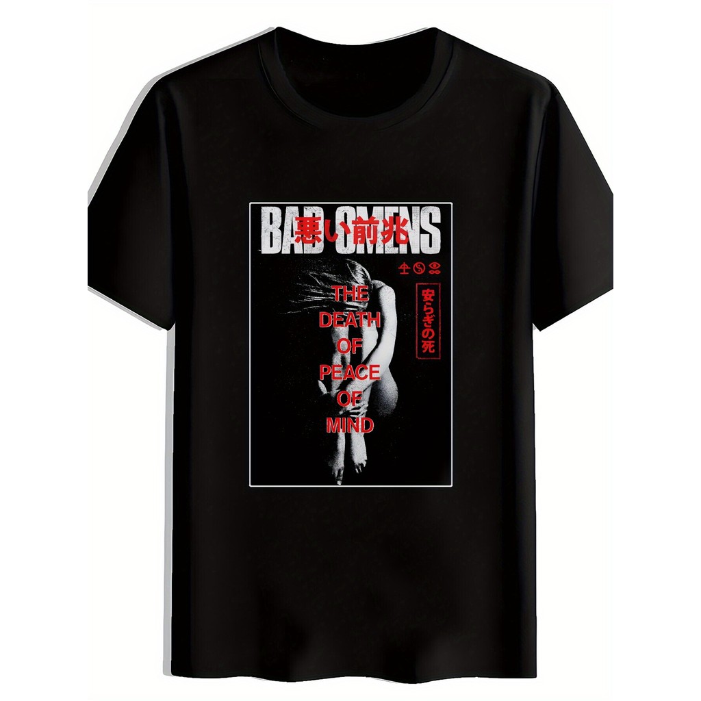 Music.Soul Camiseta Masculina Vintage Bad Omens Gráfica Rock Band Retrô Fãs Concerto Festival Verão Tecido Leve