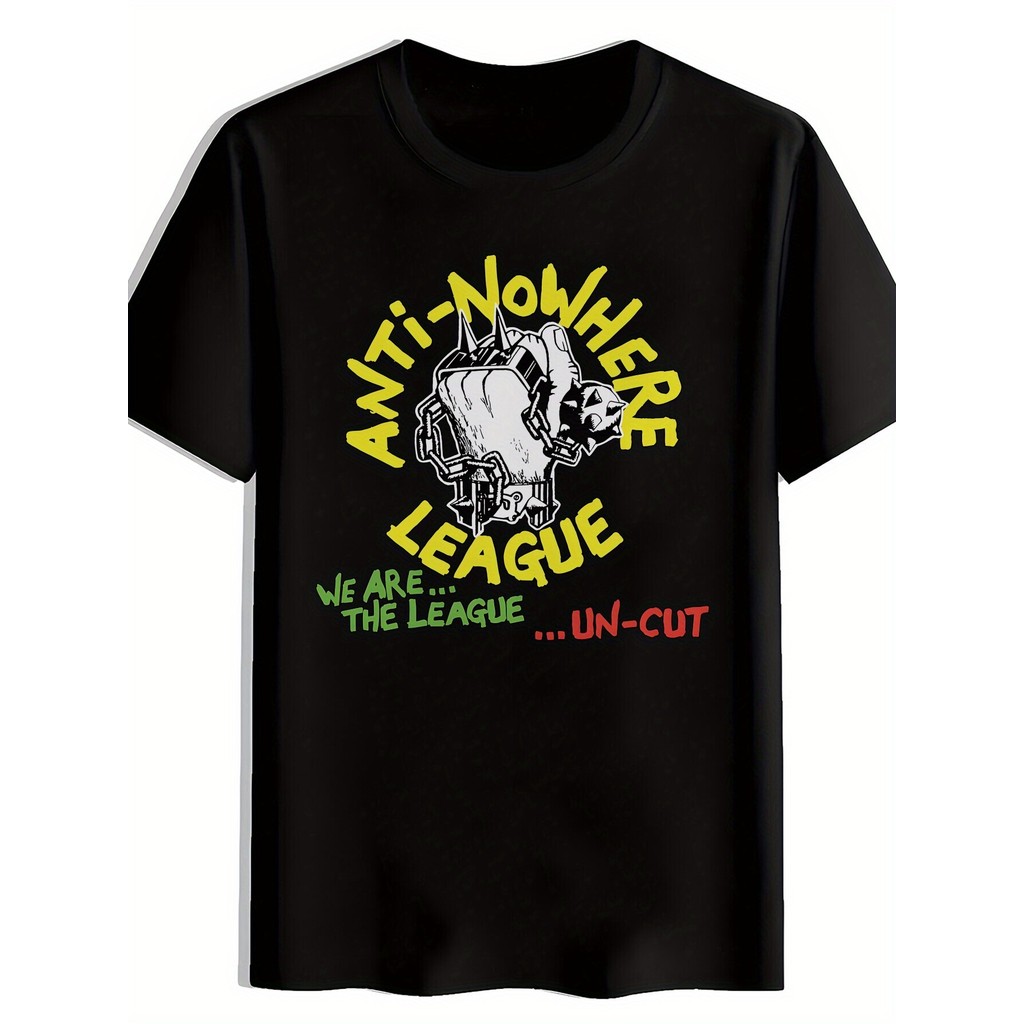 Music.Soul Camiseta Masculina Retro Rock Band Gráfica Anti-Nowhere League Caveira Guitarra Música Fãs Verão Festival