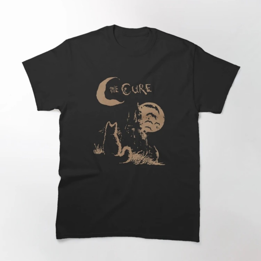 Camiseta Feminino Retro The Cure Cat Moon 90s Alt Indie Rock Band Blusa Unissex Algodão Premium Envio Imediato
