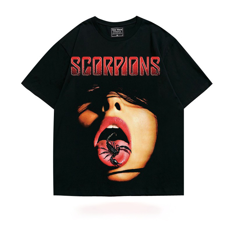 Camiseta Scorpions Metal Rock Band Oversize Algodão Peso Pesado Confortável Estilosa Retrô Moda Alternativa