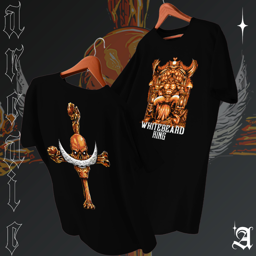 Camiseta Basica Algodao One Piece Barba Branca King Imperador Golden Skull Tee Unissex