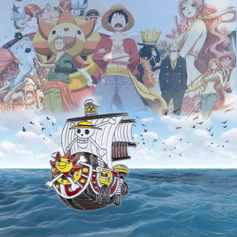 Broche de crachá One Piece Sonny One Piece Cartoon Anime Mercadoria Golden Meri Pin Metal decorativo