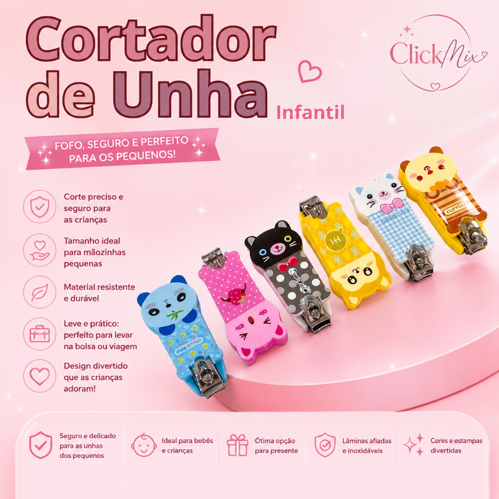 Cortador De Unha Infantil Com Tema Animais Sortidos