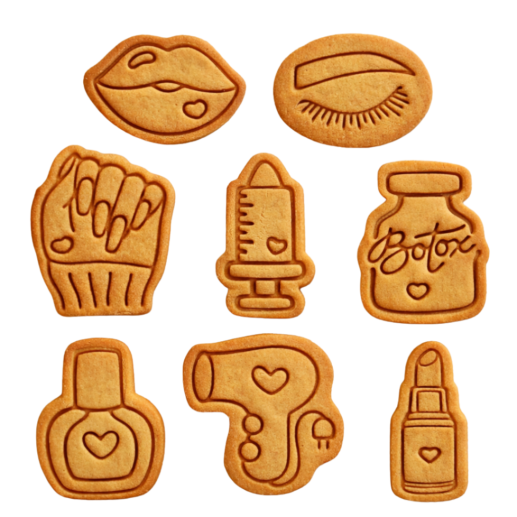 Kit Profissional Beleza Cortador de Biscoito 3D Confeitaria 8 Unidades - 6 cm