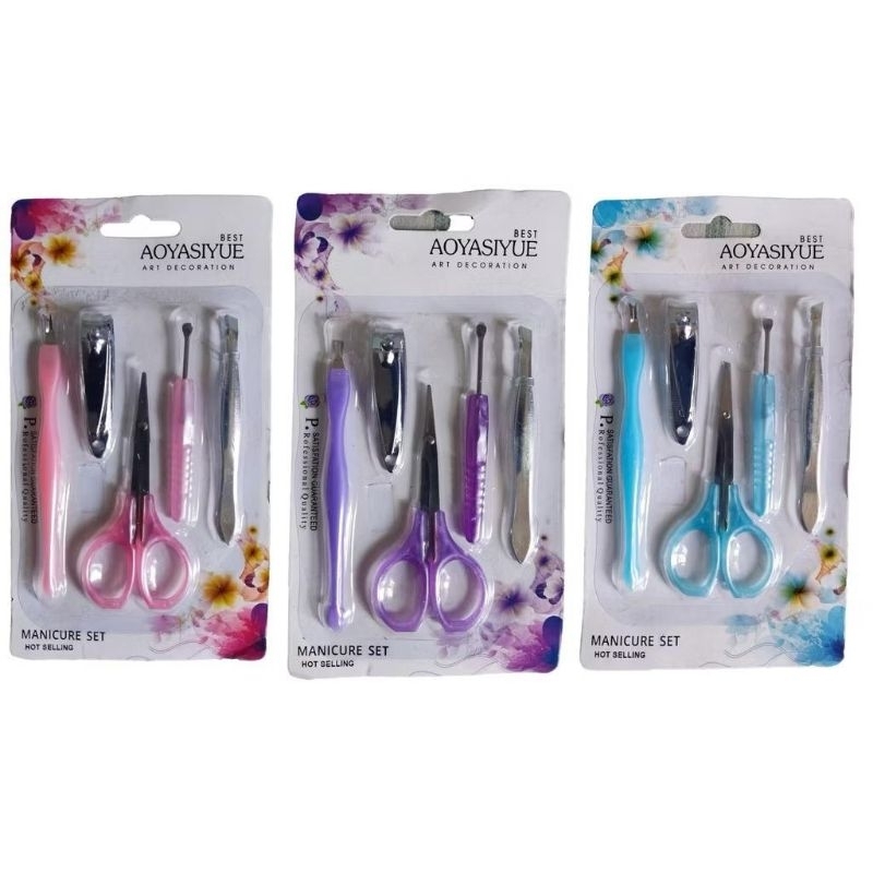 Kit Manicure Padrão Bolsa Viagem 5 Peças Tesoura Lixa Cortador de Unha Aparador de curticula