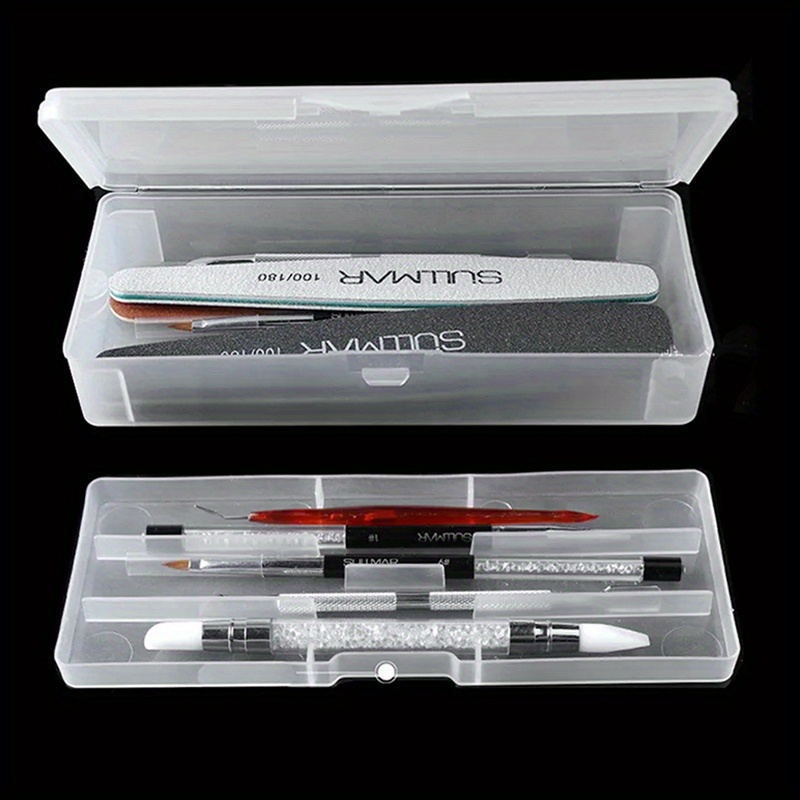 Caixa de Armazenamento Dupla Camada de Plástico para Ferramentas de Unhas - Estojo para Pinças, Cortadores, Pincéis,