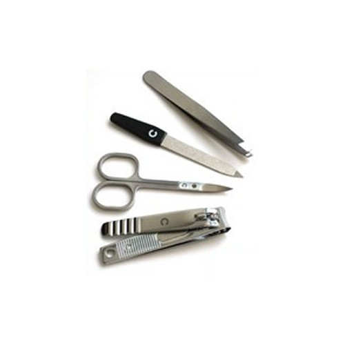 Kit Manicure com 4 Peças Cortador de Unha Lixa Tesourinha e Pinça - Basicare