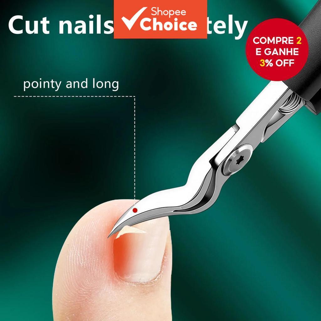 Clipe De Unha De Aço Inoxidável Resistente , Grossa E Cortador De Unhas Para Adultos , Lâmina Curva De Grau Profissional