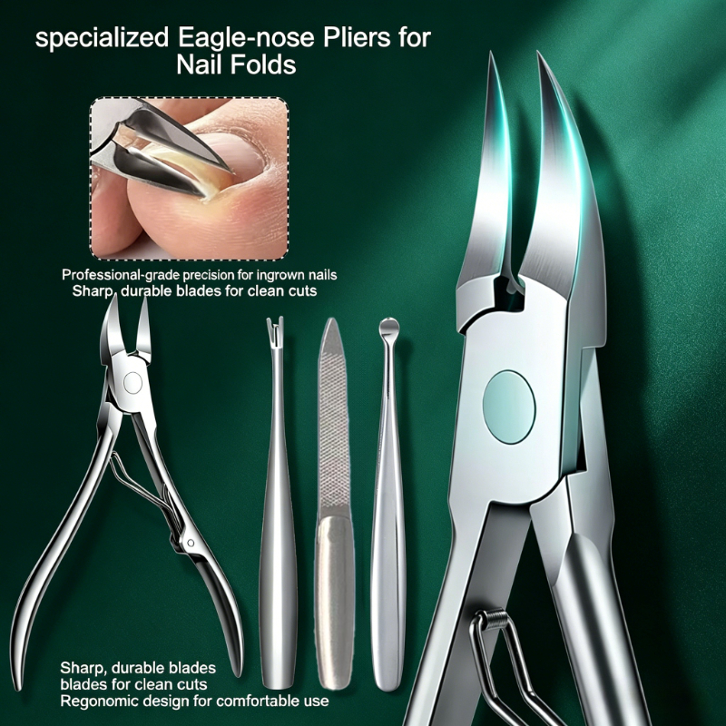 Kit de Ferramentas para Unha Encravada, 4 Peças Conjunto Profissional de Cortadores de Unha do Pé para Unhas Grossas,