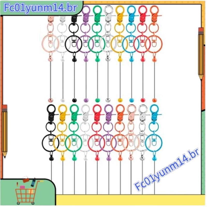 Barras De Chaveiros Beadable De 20 Pces , Em Branco Multicolorido Diy-Chaveiro Para Kit De Fabricação Frisado
