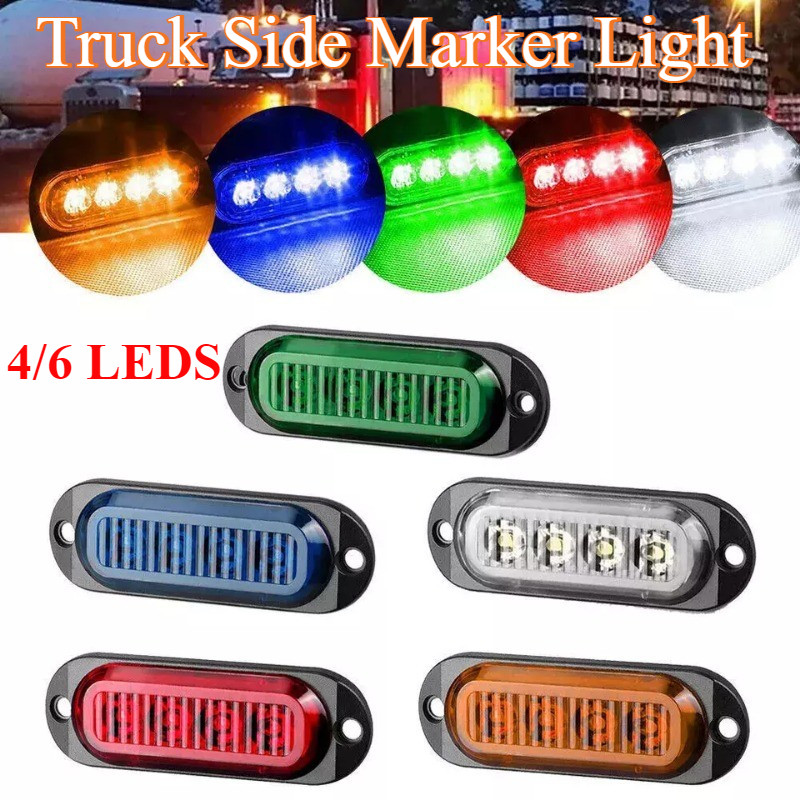 2/4 Pces 12V-24V Ultra Fino LED Marcador Lateral Barra De Luz Estroboscópica 4/6Leds Lâmpada Indicadora De Folga Para Ca