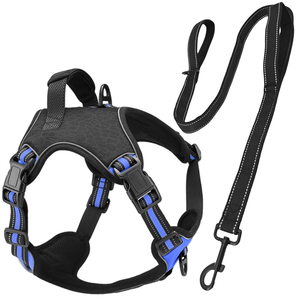 Peitoral Pet Antipuxão POWER Azul + Guia Longa 1,5m Madog