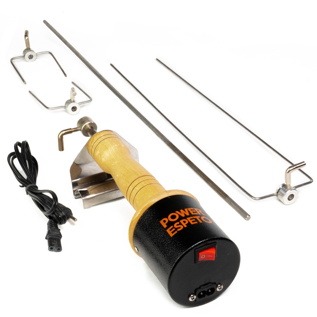 Espeto Giratório Elétrico Inox Power Espeto com Garras Curtas e Longa Churrasco Carnes Grill Rotativo Premium