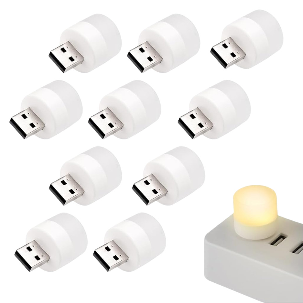 10 Mini Luminária Abajur Lâmpada USB Portátil Ideal Para Leitura Noturna Notebook Powerbank