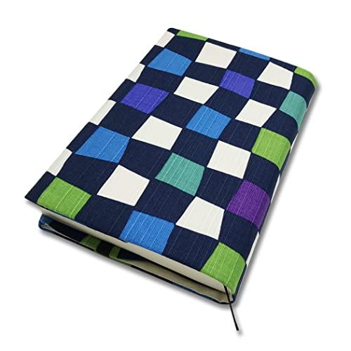 Japanese Design Book Cover Adjustable Size Reading Made in Japan with Bookmark Japanese Crafts Stylish Gift (Ittsu Blue,