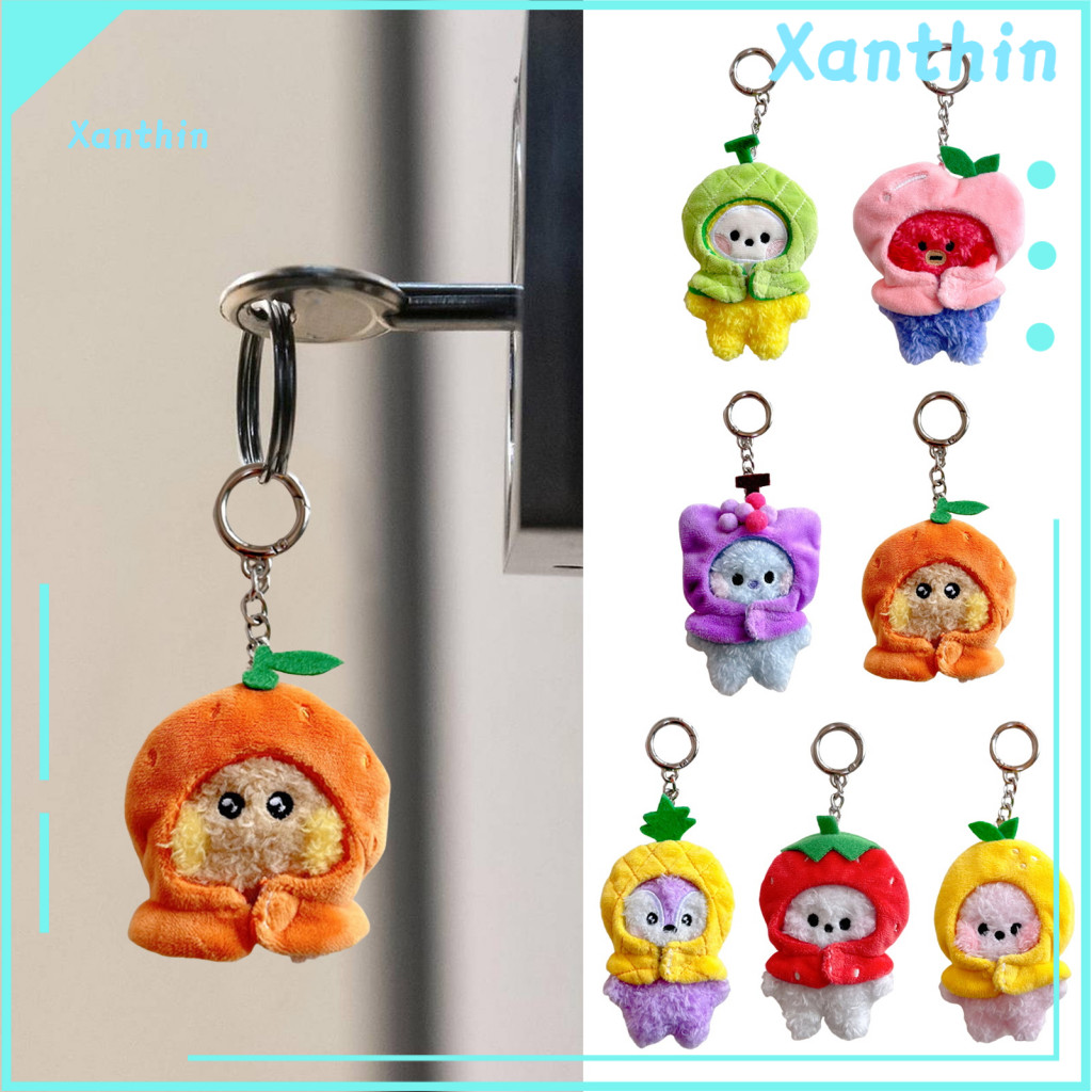 Fruit Head Cover Keychain Cute Plush Kawaii Cartoon Bag Pendant Soft Accessory Birthday Gift for Women Men Kids Southeas