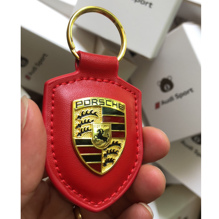 Para Chaveiro De Carro De Couro Porsche Shield Casal Criativo Brigade Metal Pendant Exquisite Small Gift