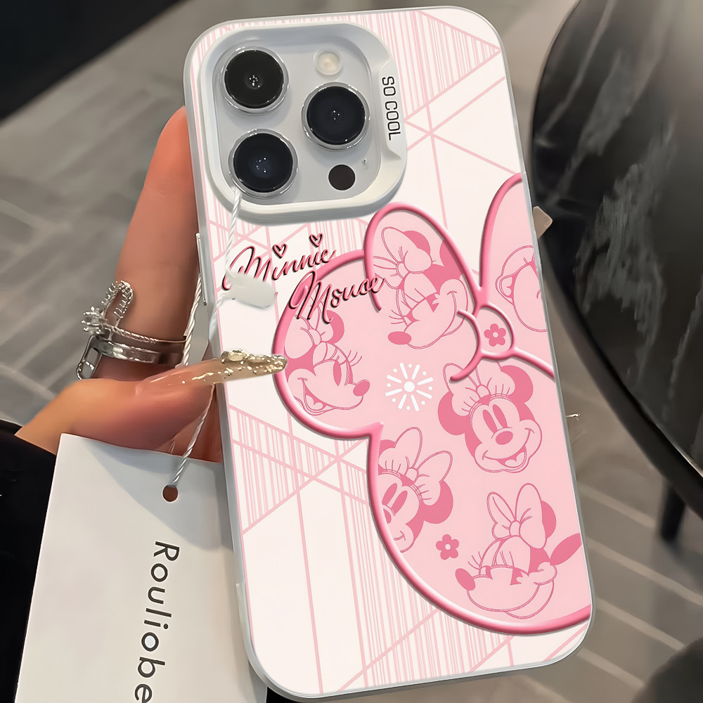 Minnie Mouse Fofo Laço Rosa Capa Capinha Para iPhone 14 15 Plus 11 12 13 17 Pro XS XR Max 7 8 SE Anti-impressão digital