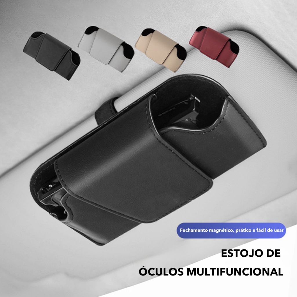 Caixa de óculos de sol do carro, caixa de armazenamento da viseira solar, suporte do recibo, caixa de armazenamento mult