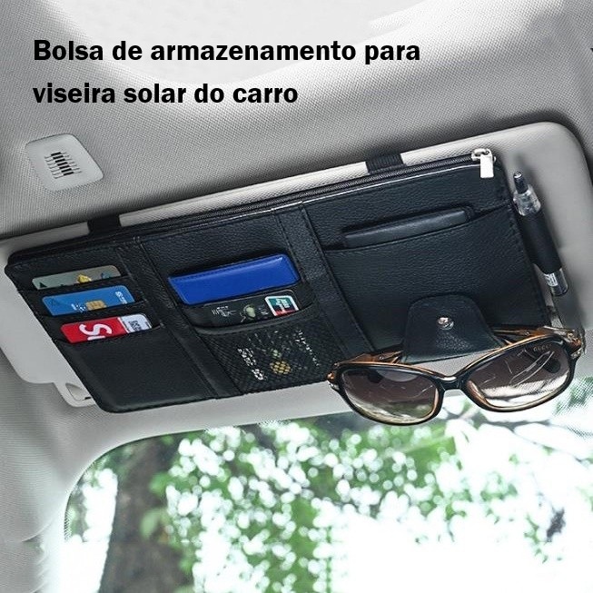 Bolsa De Armazenamento Para Viseira Solar De Carro E Suporte Multifuncional Com Zíper