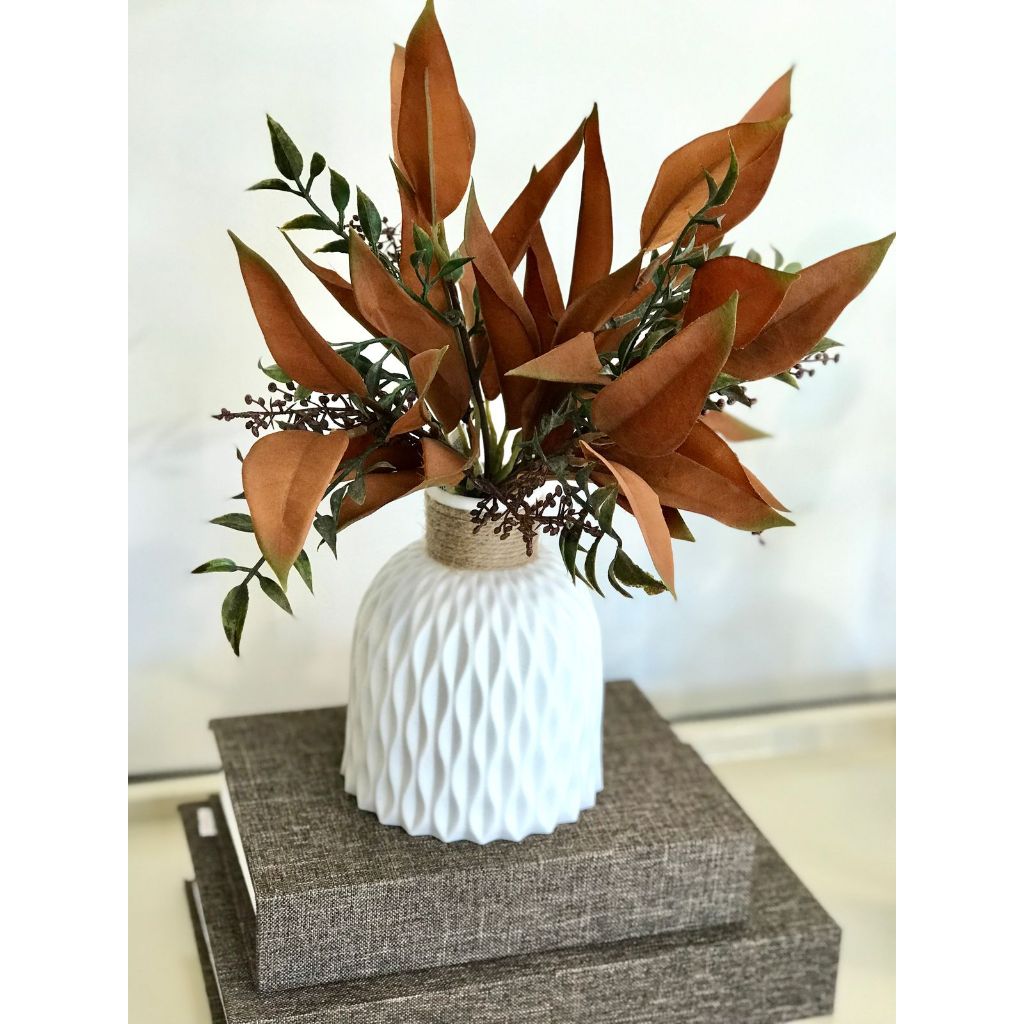 Vaso De Plástico estilo ondulado ou solitário de 15x12x5 Imitação Cerâmica Decorativo